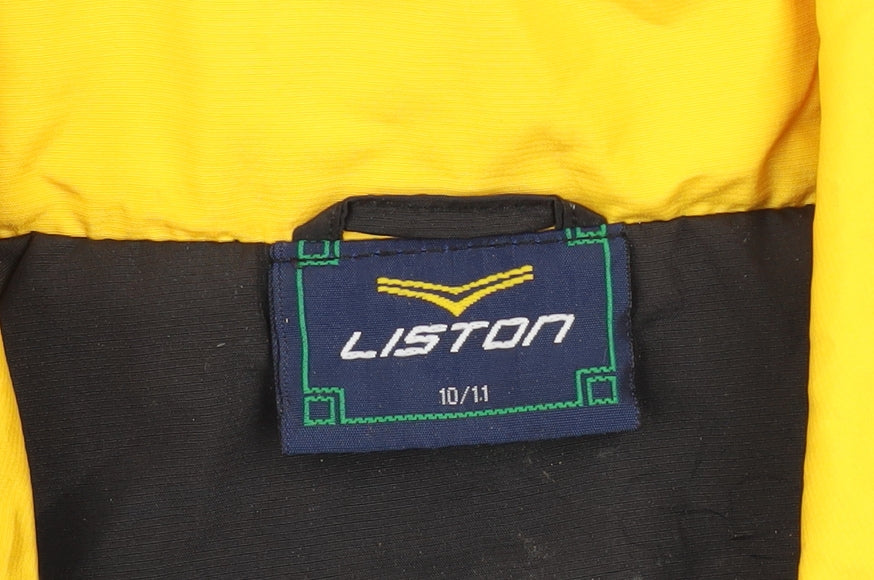 Liston Boys Black Yellow Hooded Anorak Jacket 10-11 Years Polyester Lined