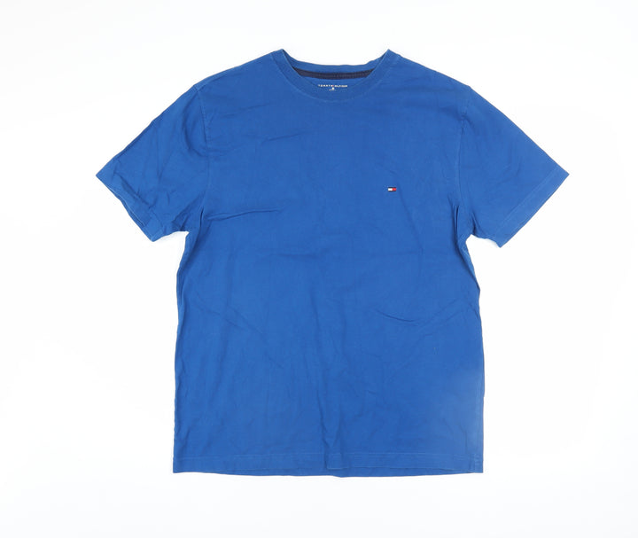 Tommy Hilfiger Men's Blue Cotton Crew Neck Short Sleeve T-Shirt M