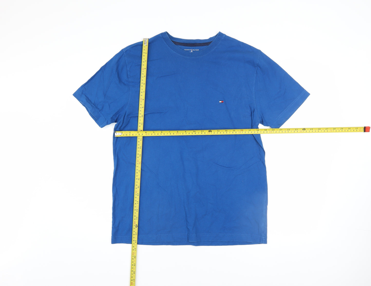 Tommy Hilfiger Men's Blue Cotton Crew Neck Short Sleeve T-Shirt M