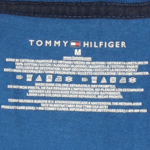 Tommy Hilfiger Men's Blue Cotton Crew Neck Short Sleeve T-Shirt M