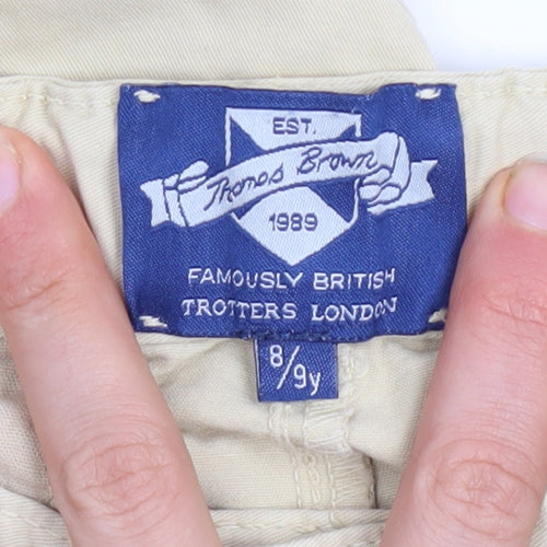 Thomas Brown Boys Beige Chino Shorts 8-9 Years Casual Cotton Twill