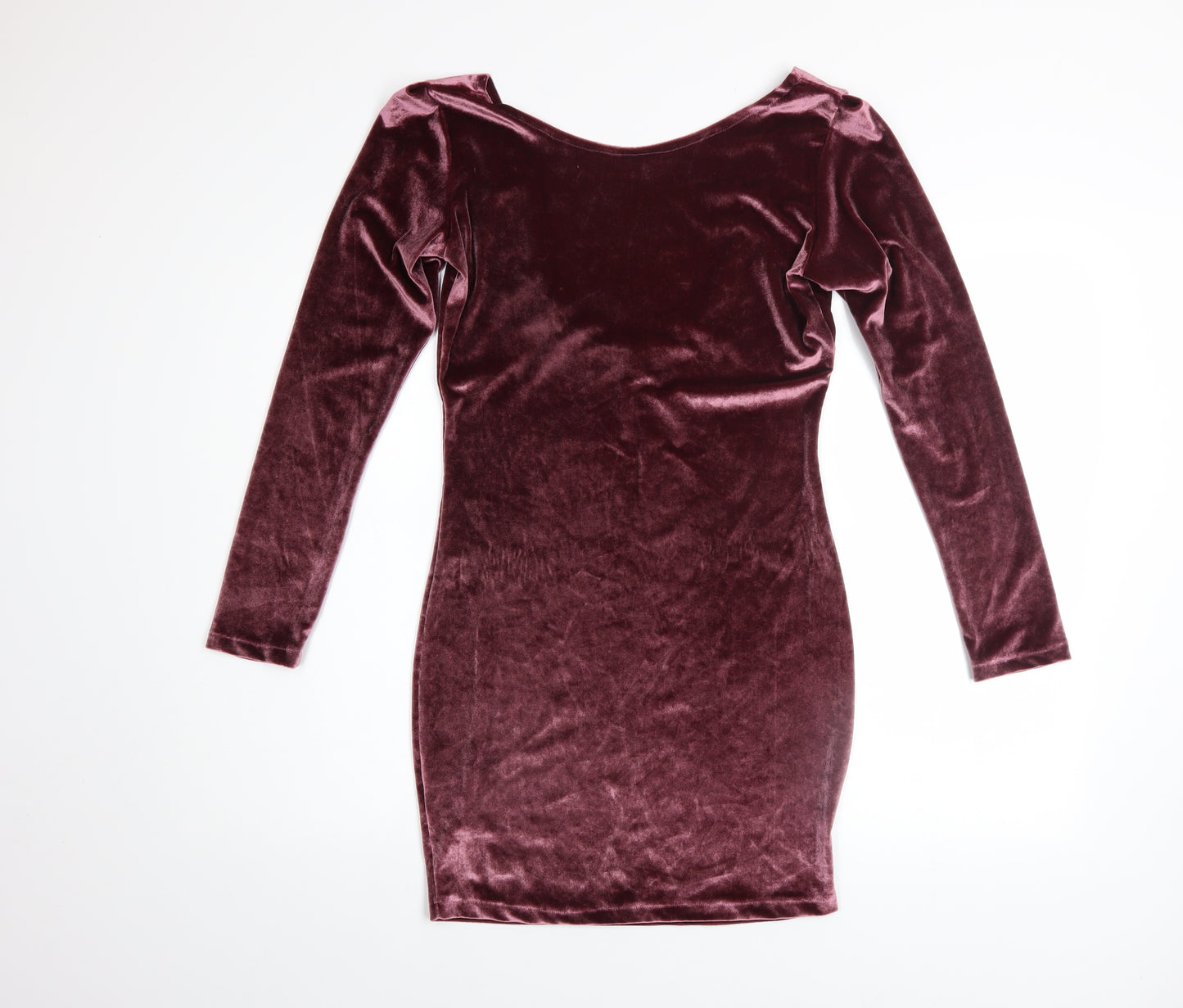 BERBÚ Women's Purple Velvet Long Sleeve Bodycon Mini Dress S