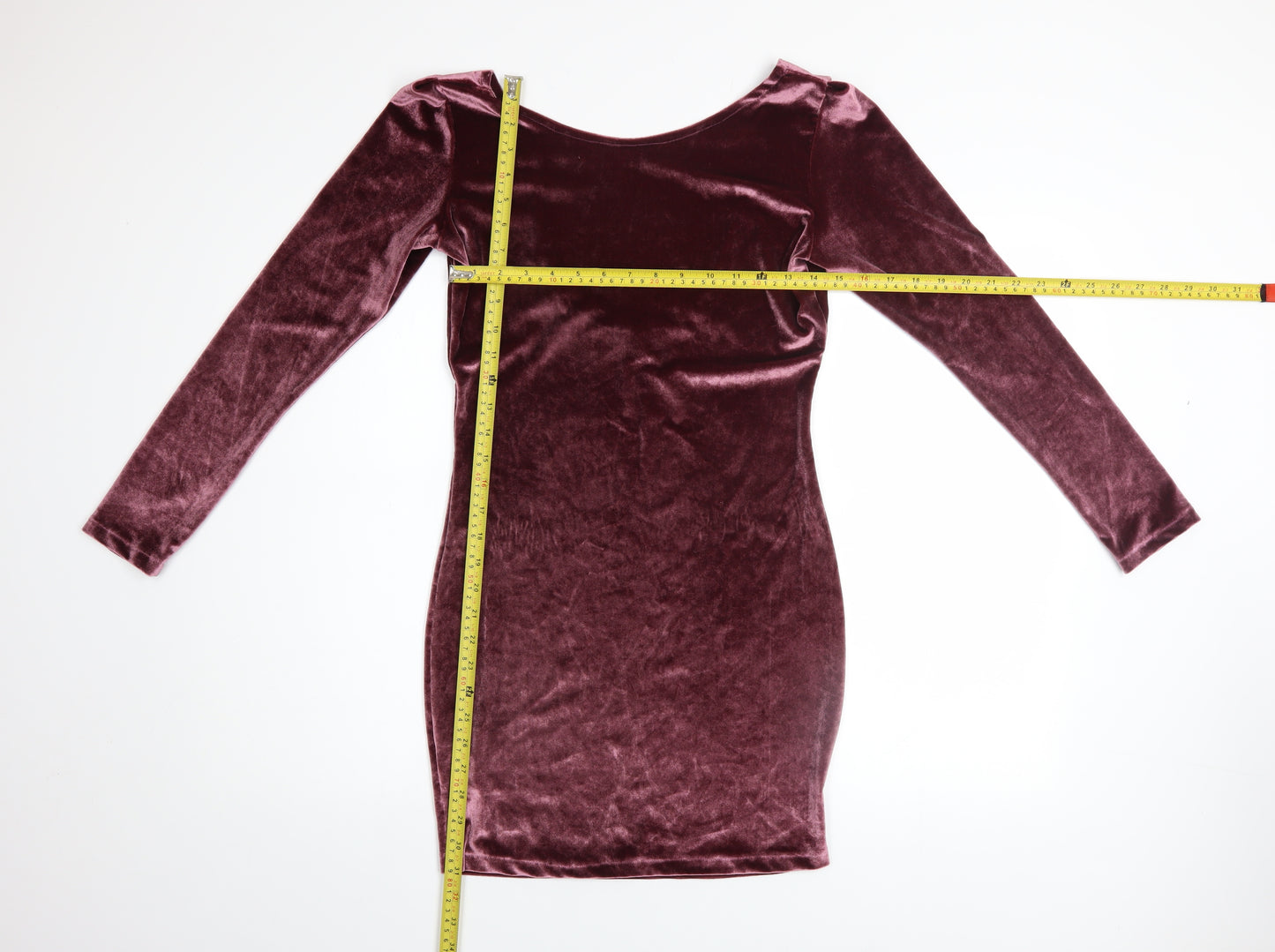 BERBÚ Women's Purple Velvet Long Sleeve Bodycon Mini Dress S