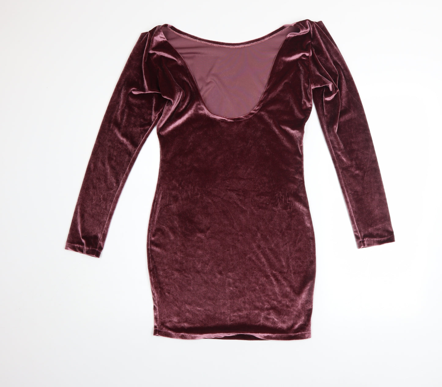 BERBÚ Women's Purple Velvet Long Sleeve Bodycon Mini Dress S