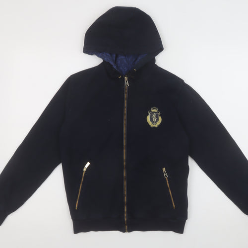 3 Italian Couture Girls Black Full Zip Hoodie 11-12 Years Embroidered Logo