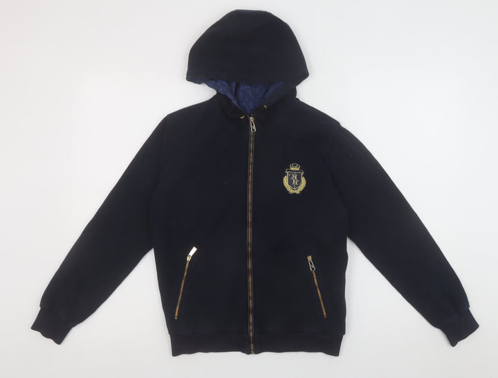 3 Italian Couture Girls Black Full Zip Hoodie 11-12 Years Embroidered Logo