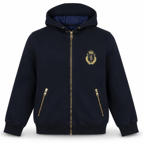 3 Italian Couture Girls Black Full Zip Hoodie 11-12 Years Embroidered Logo