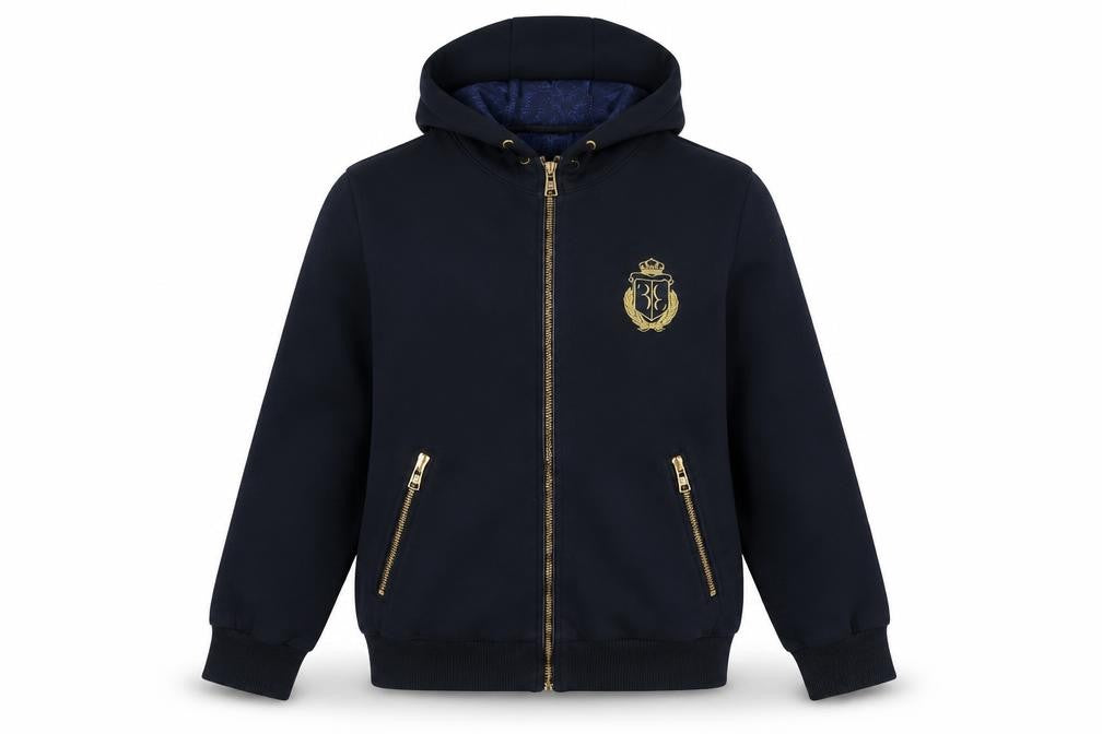 3 Italian Couture Girls Black Full Zip Hoodie 11-12 Years Embroidered Logo
