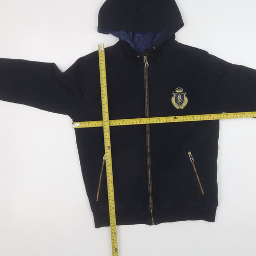 3 Italian Couture Girls Black Full Zip Hoodie 11-12 Years Embroidered Logo