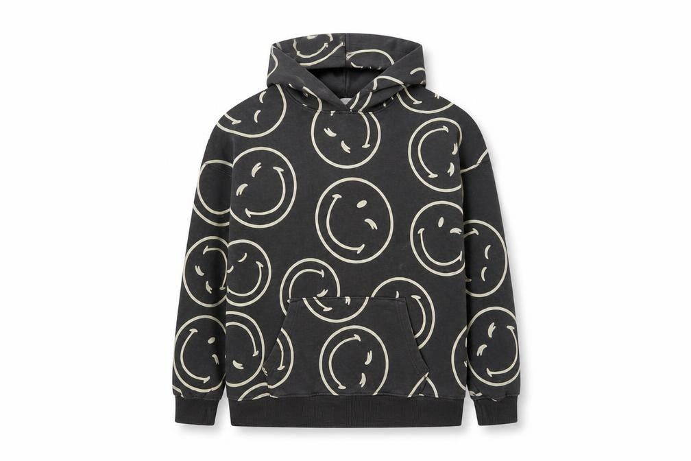 H&M Girls Black SmileyWorld Pullover Hoodie 14 Years Cotton Blend