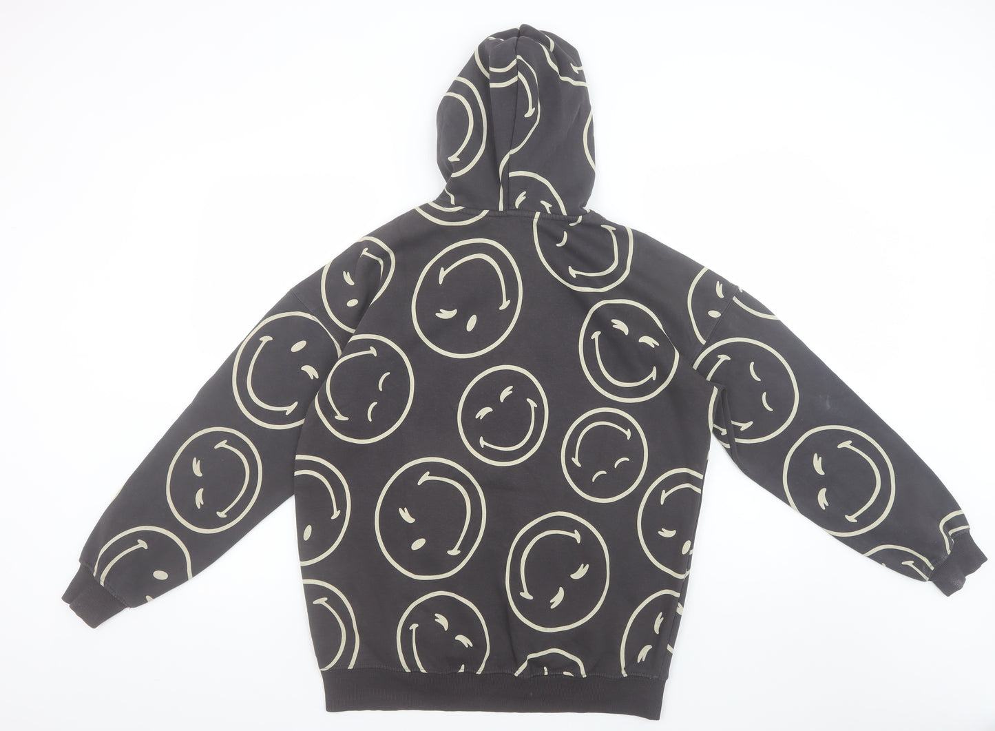 H&M Girls Black SmileyWorld Pullover Hoodie 14 Years Cotton Blend