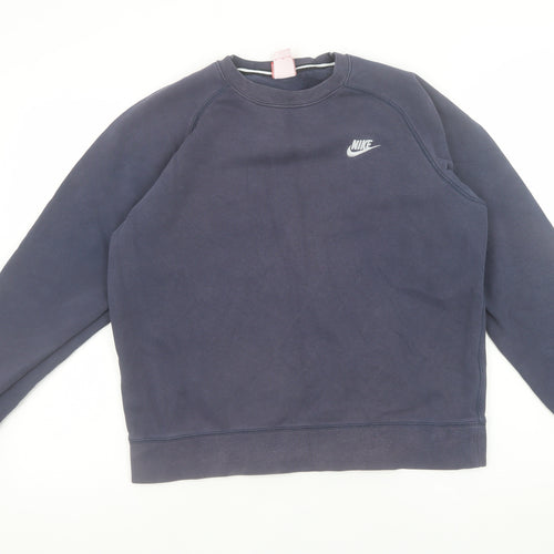 Nike Men's Blue Pullover Sweatshirt M Logo Crew Neck Sportswear