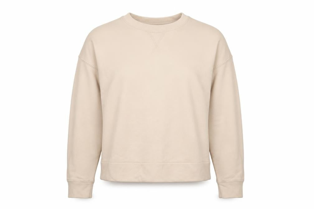 Front view of Reiss women’s beige cotton blend pullover sweatshirt xs