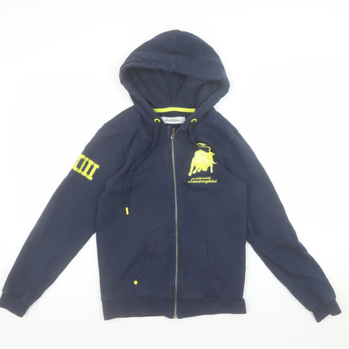 Automobili Lamborghini Women Navy Full Zip Hoodie Size 10 Cotton