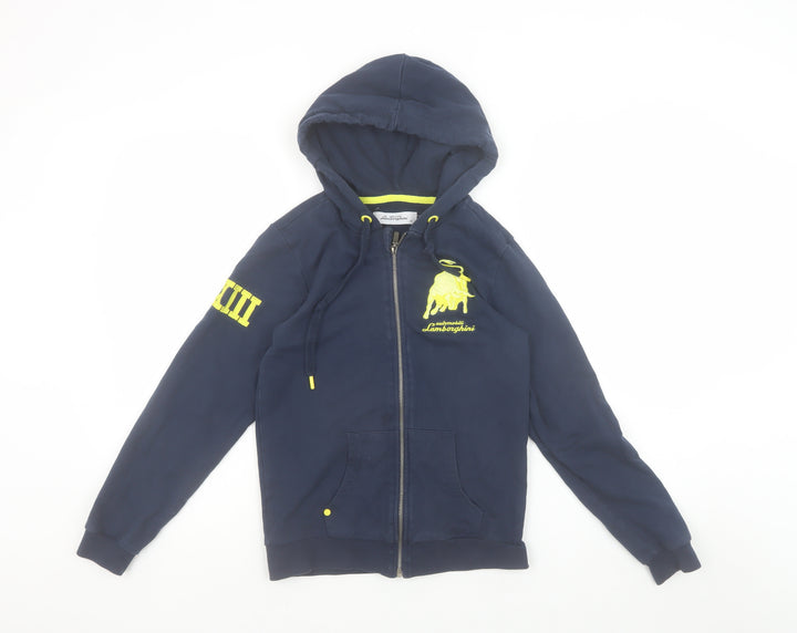 Automobili Lamborghini Women Navy Full Zip Hoodie Size 10 Cotton