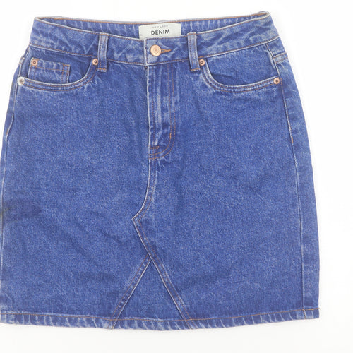 New Look Women's Blue Denim Short Skirt Size 8 Cotton Casual