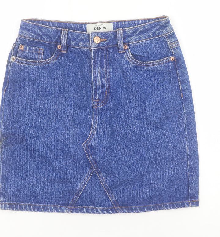 New Look Women's Blue Denim Short Skirt Size 8 Cotton Casual
