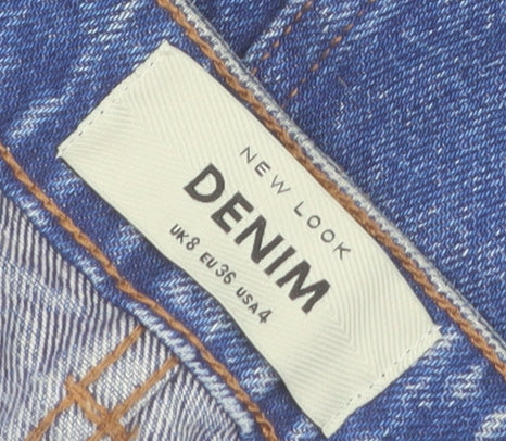 New Look Women's Blue Denim Short Skirt Size 8 Cotton Casual
