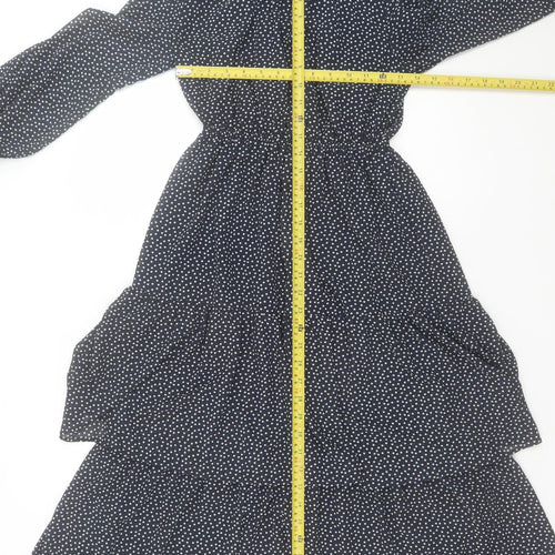 Marks and Spencer Women’s Black Polka Dot Midi A-Line Dress Size 8 Petite