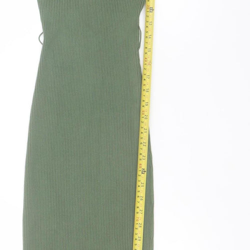 Missguided Women Green Size 8 Roll Neck Ribbed Bodycon Midi Dress