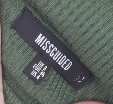 Missguided Women Green Size 8 Roll Neck Ribbed Bodycon Midi Dress