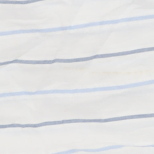 Great Plains Women White Blue Striped Belted Jumpsuit Size 8 Cotton