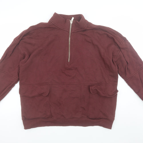 Next Men's Burgundy 1/2 Zip Sweatshirt XL Cotton Casual