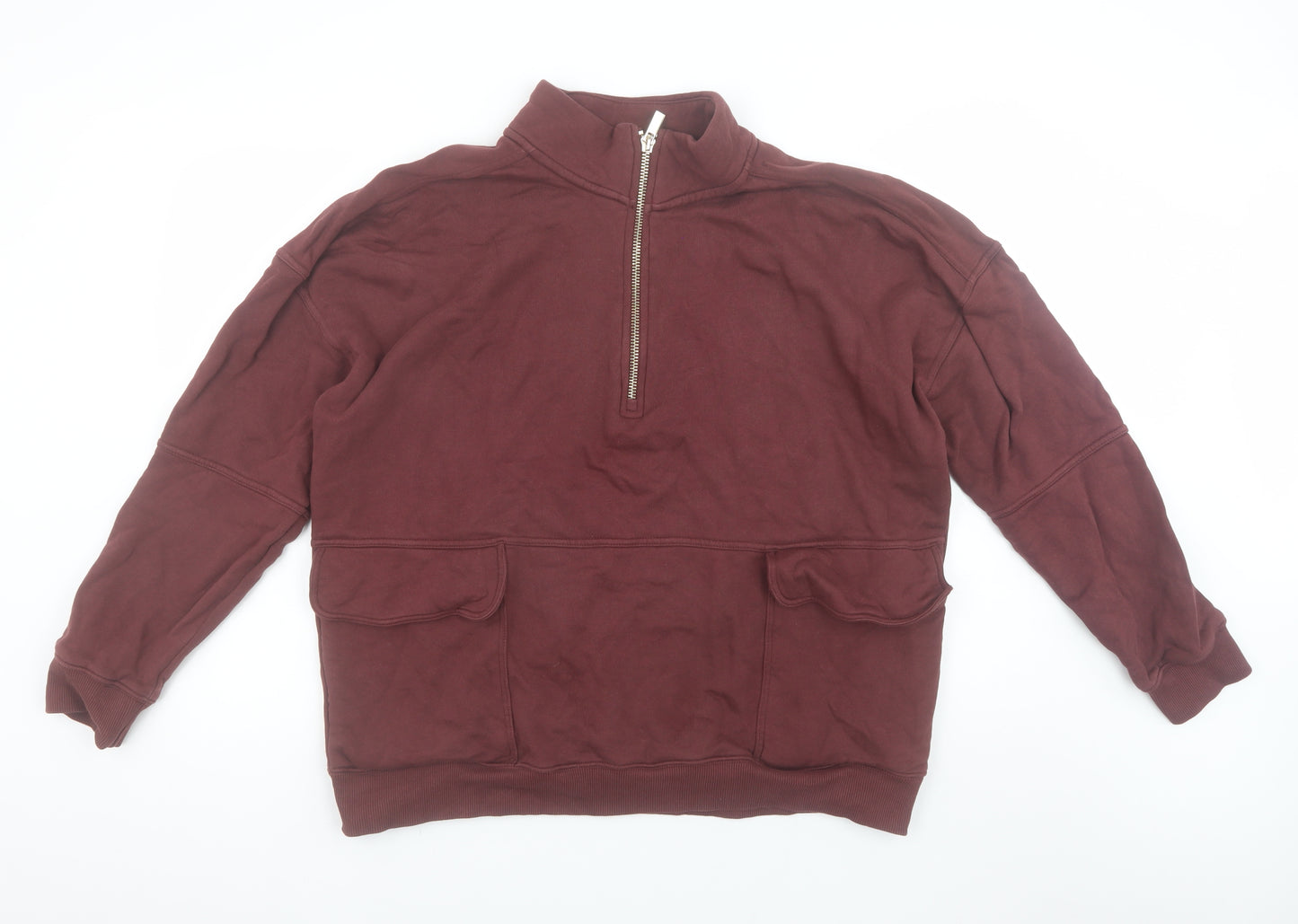 Next Men's Burgundy 1/2 Zip Sweatshirt XL Cotton Casual