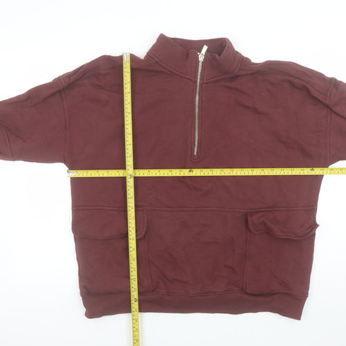 Next Men's Burgundy 1/2 Zip Sweatshirt XL Cotton Casual