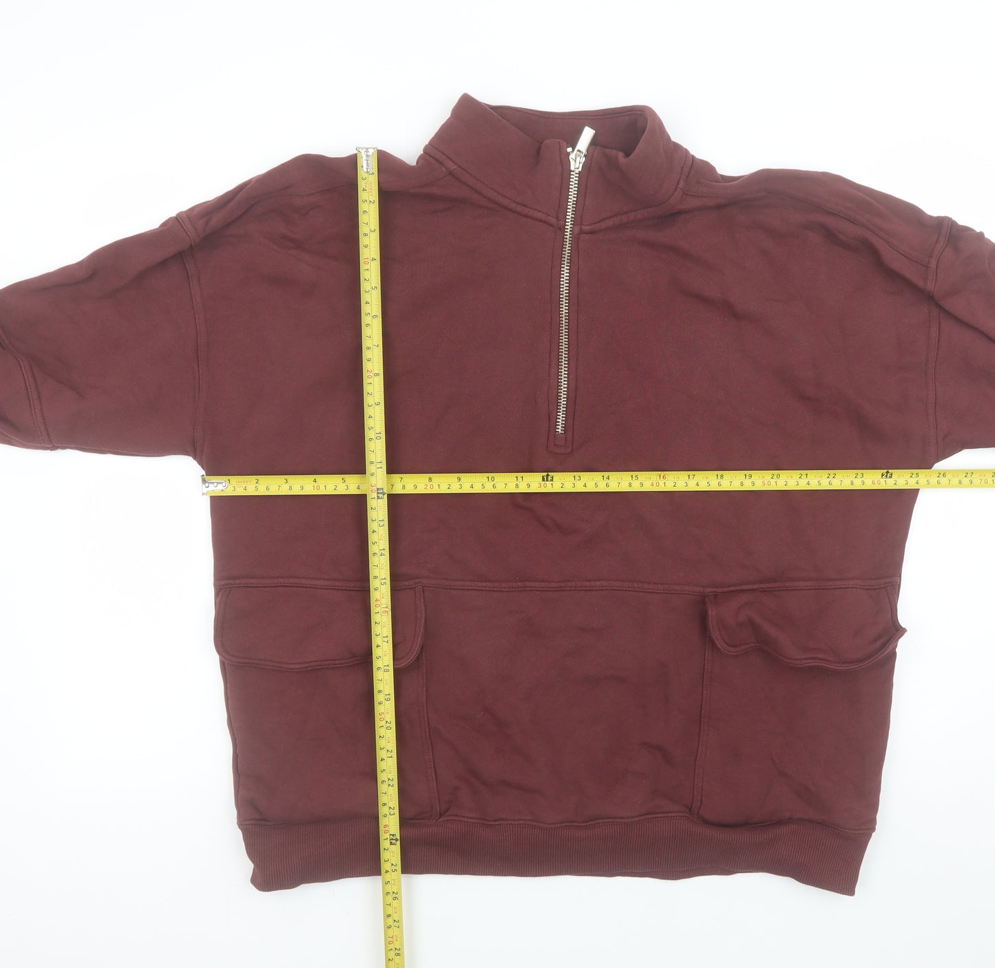 Next Men's Burgundy 1/2 Zip Sweatshirt XL Cotton Casual