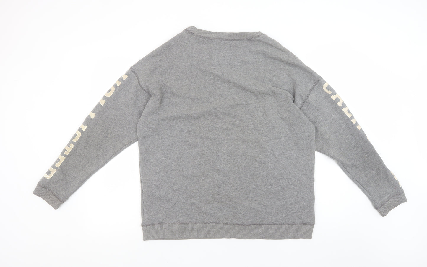 Hollister Men's Grey Pullover Sweatshirt Small Crew Neck Logo Print