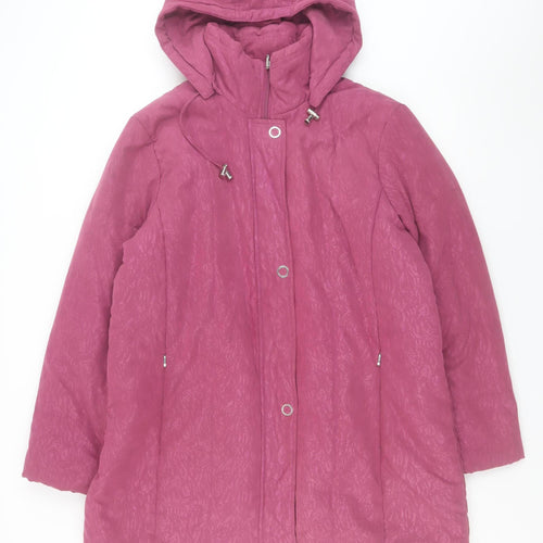 Damart Women's Pink Hooded Puffer Coat L 18/20 Winter Jacket