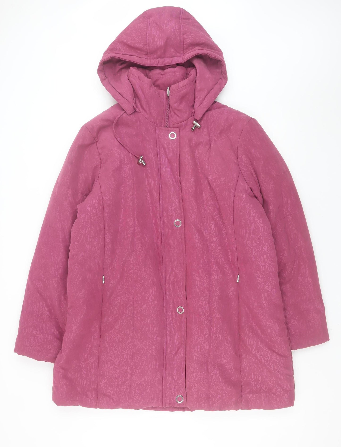 Damart Women's Pink Hooded Puffer Coat L 18/20 Winter Jacket