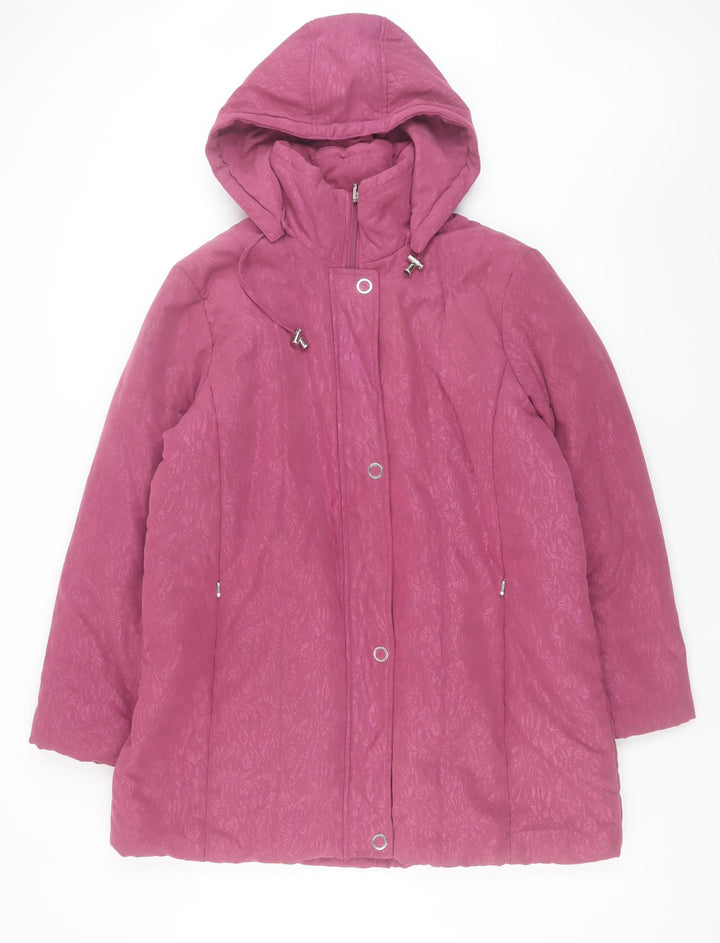 Damart Women's Pink Hooded Puffer Coat L 18/20 Winter Jacket