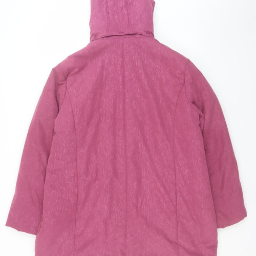 Damart Women's Pink Hooded Puffer Coat L 18/20 Winter Jacket