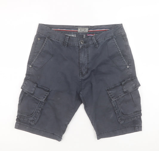 ET9 Men's Black Cargo Shorts Size 29 Regular Fit Cotton Stretch