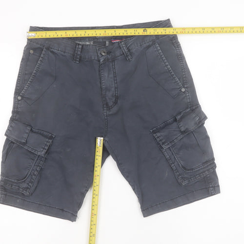 ET9 Men's Black Cargo Shorts Size 29 Regular Fit Cotton Stretch
