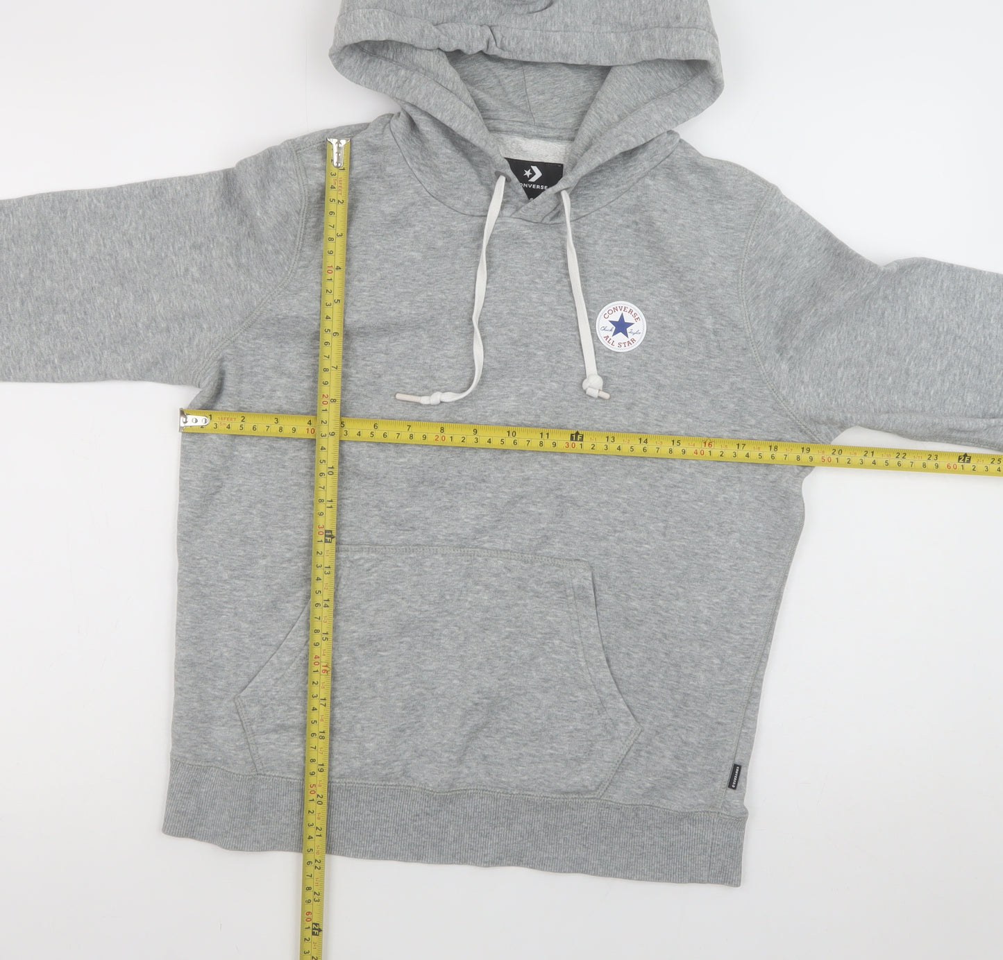 Converse Mens Grey Pullover Hoodie Medium Regular Fit Fleece