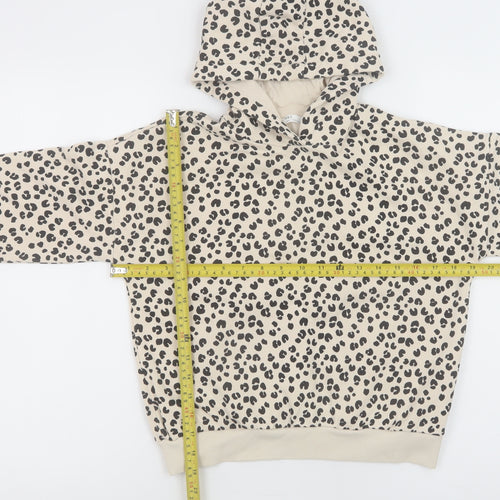 Marks and Spencer Girls Beige Animal Print Pullover Hoodie 9-10 Years