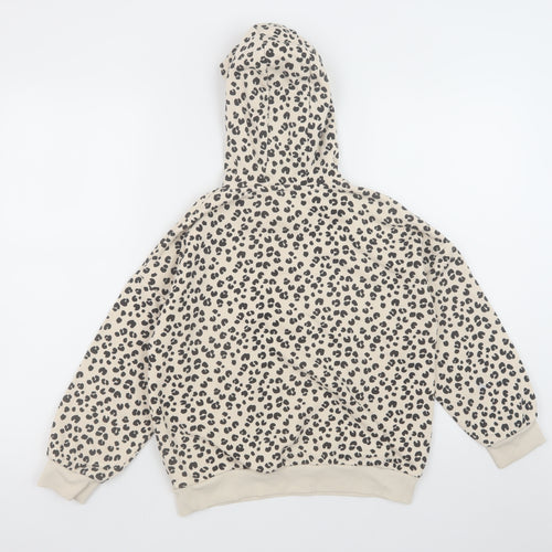 Marks and Spencer Girls Beige Animal Print Pullover Hoodie 9-10 Years