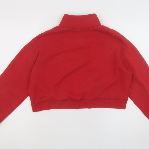 H&M Divided Women's Red Rose Embroidered 1/2 Zip Sweatshirt S