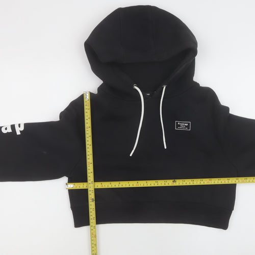 Firetrap Women's Black Cropped Hoodie Size 10 Pullover Hooded Sweatshirt
