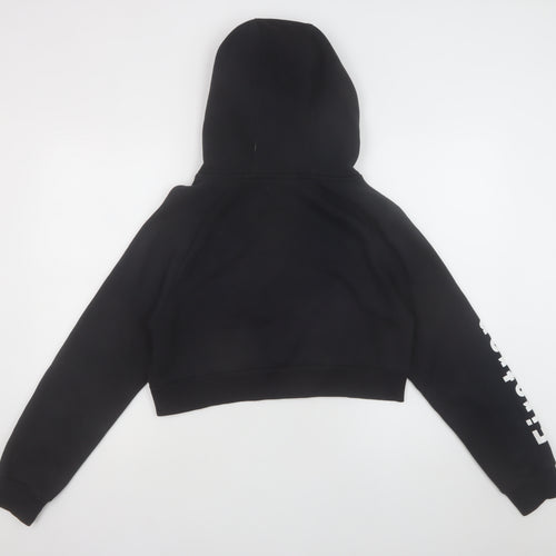 Firetrap Women's Black Cropped Hoodie Size 10 Pullover Hooded Sweatshirt