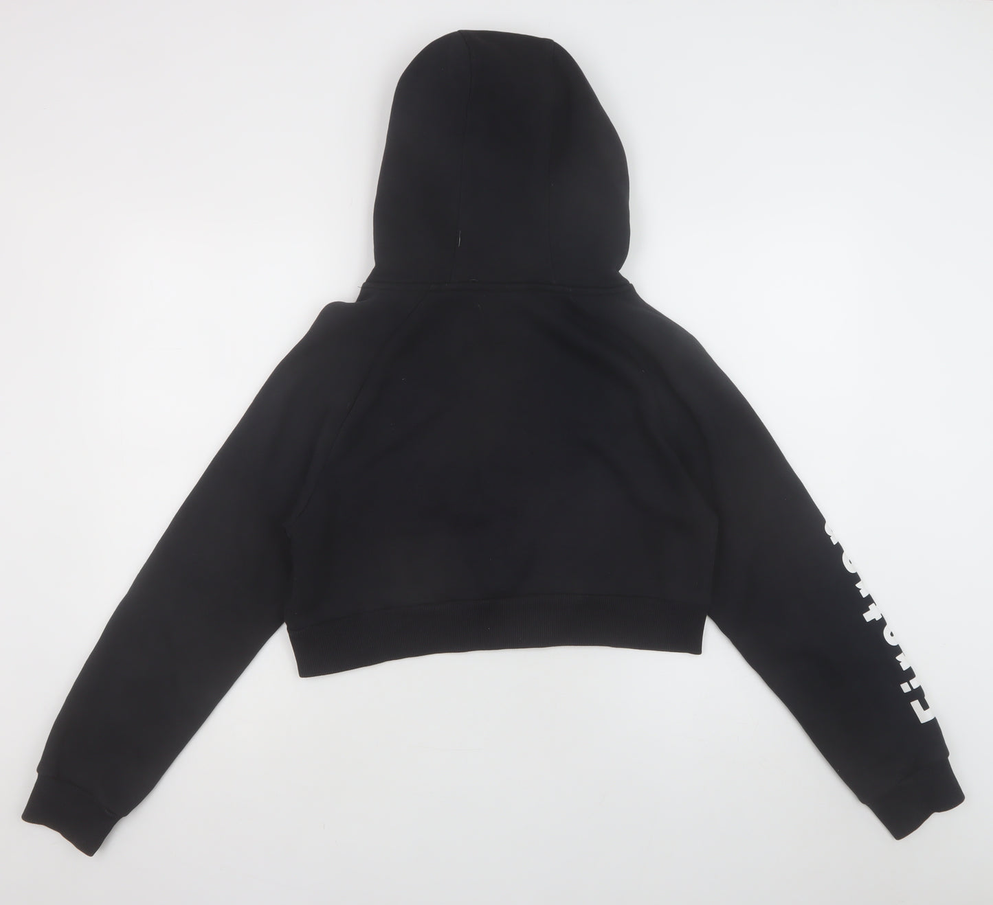 Firetrap Women's Black Cropped Hoodie Size 10 Pullover Hooded Sweatshirt