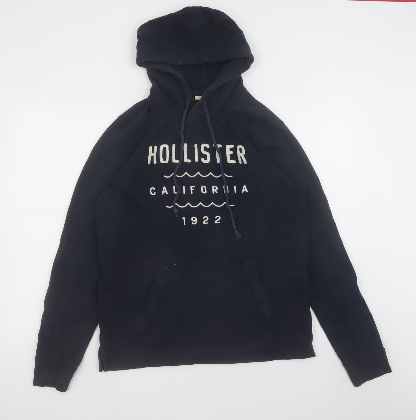 Hollister Men’s Blue Pullover Hoodie Small Logo Graphic Fleece