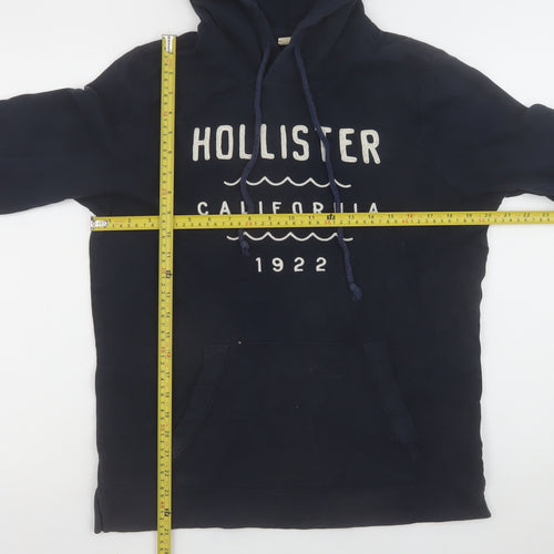 Hollister Men’s Blue Pullover Hoodie Small Logo Graphic Fleece