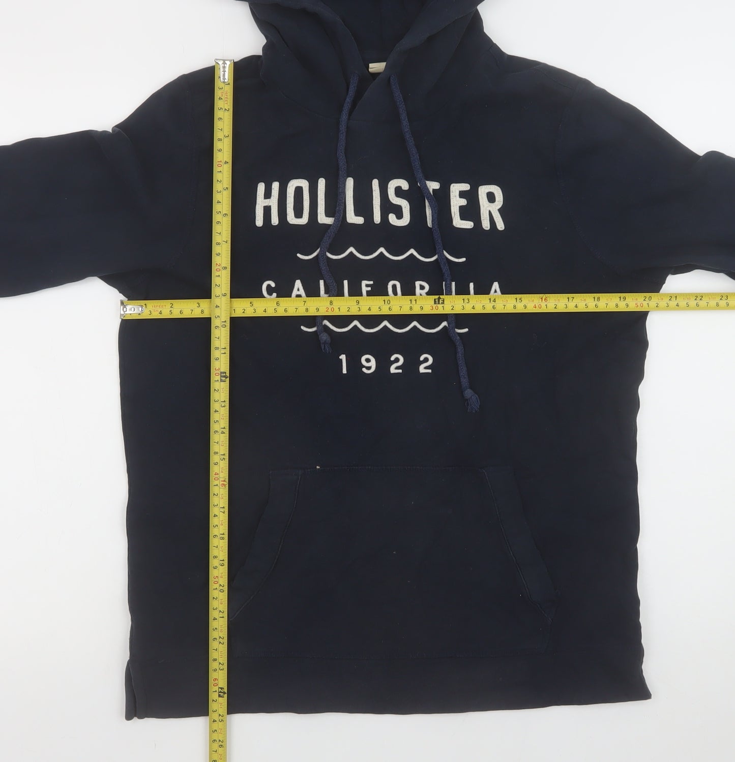 Hollister Men’s Blue Pullover Hoodie Small Logo Graphic Fleece