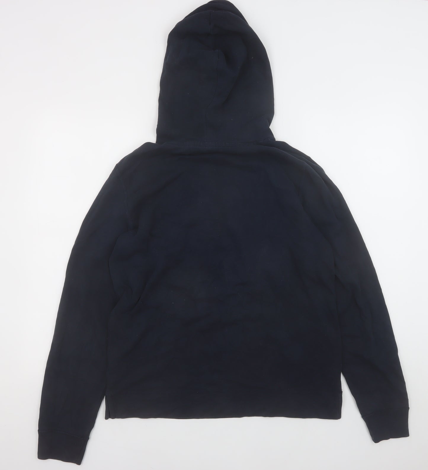 Hollister Men’s Blue Pullover Hoodie Small Logo Graphic Fleece