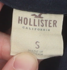 Hollister Men’s Blue Pullover Hoodie Small Logo Graphic Fleece
