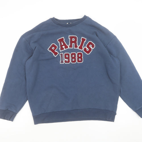 River Island Men's Blue Paris 1988 Pullover Sweatshirt Size S